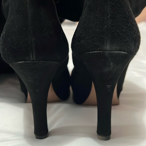 Prada Black Suede Platform Heeled Over the Knee Boots - Picture 4 of 16